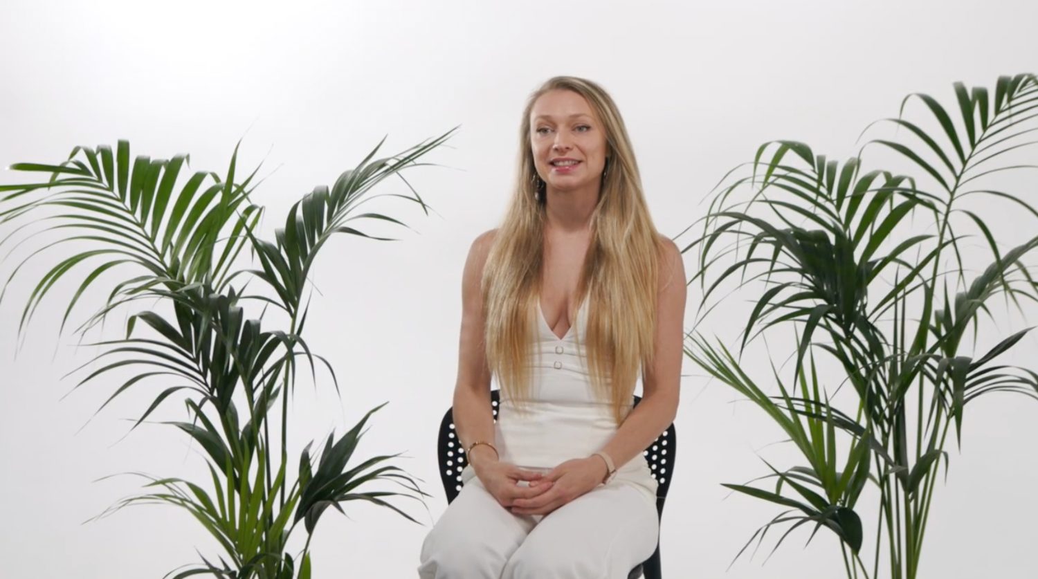 Aneta speaking to camera